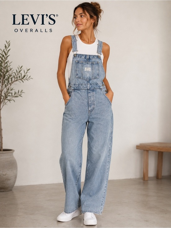 Levi's Denim - Levi’s Vintage Overalls Light Wash Denim Bib Jumpsuit Relaxed Straight Leg Women